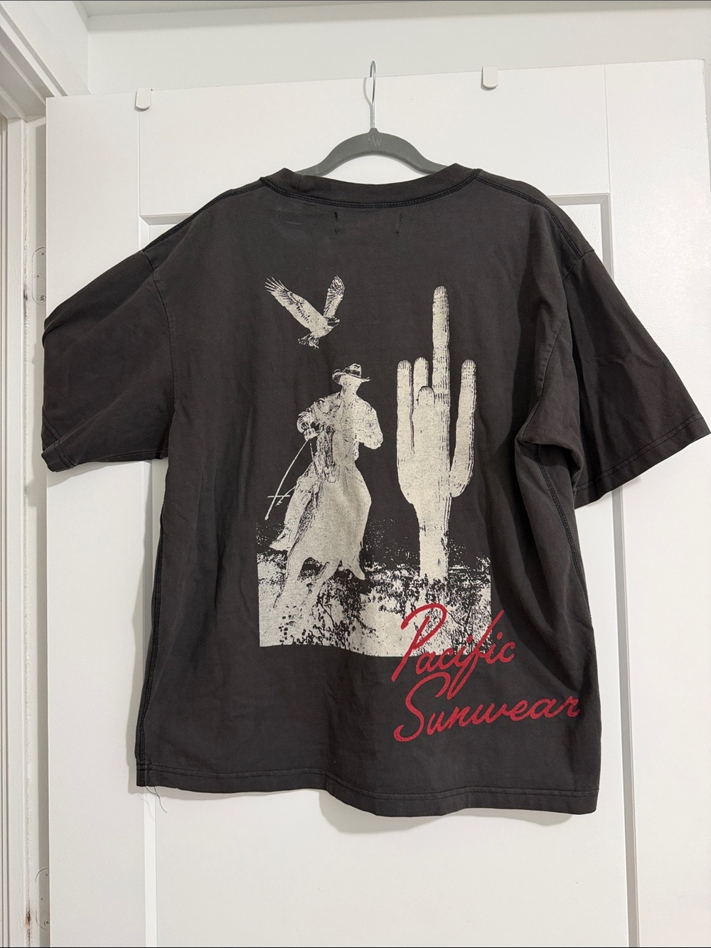PacSun Black Graphic Tee with Cream and Red Print